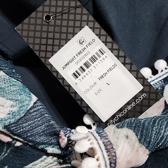 City Chic Fresh Field Floral Off the Shoulder Crop Wide Leg Jumpsuit 18 new - Picture 12 of 13